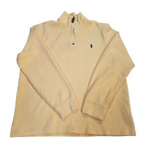 ​Polo Ralph Lauren Quarter Zip Pullover Sweater Men’s Large Yellow Cotton Pony